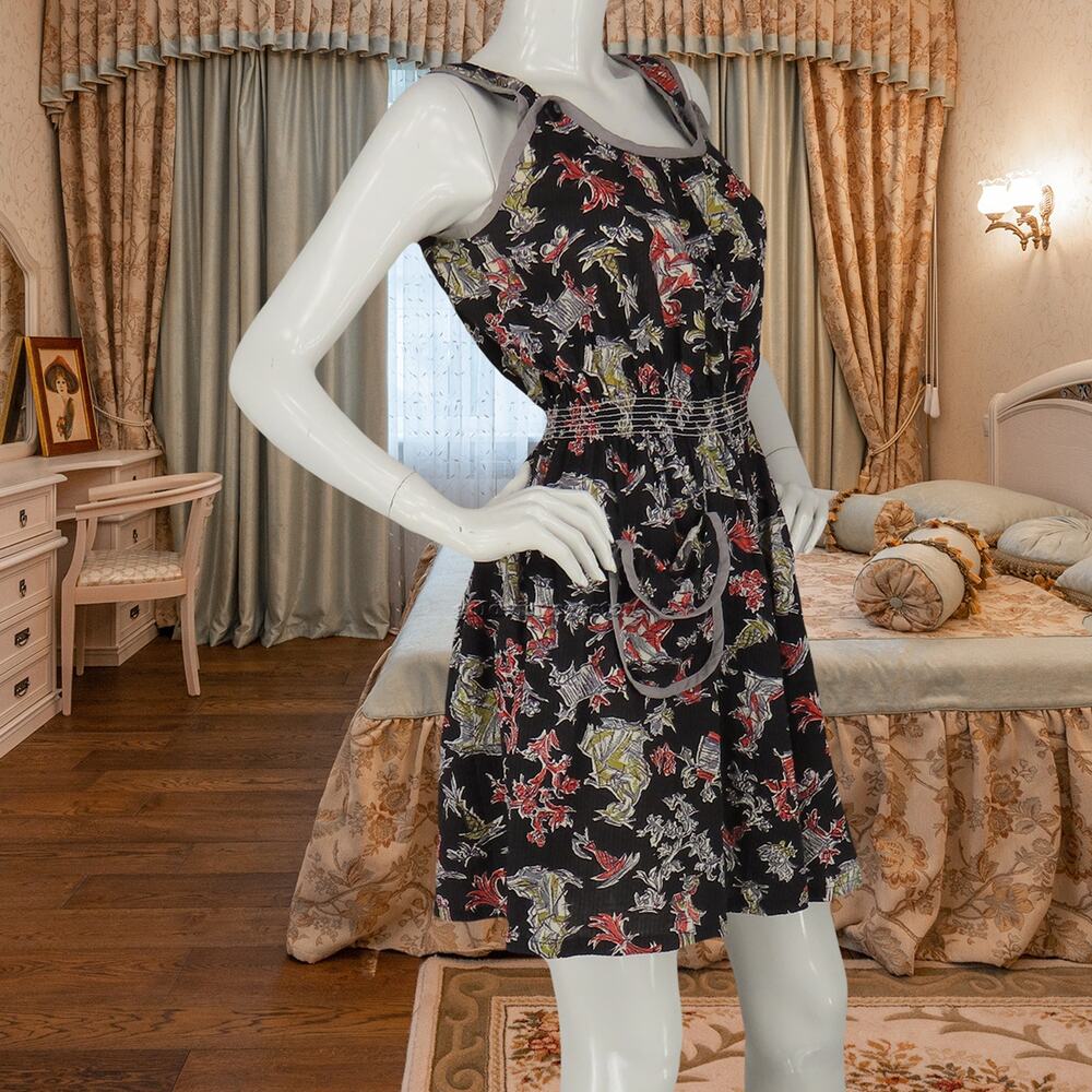 Asian Vintage Floral Shibori Kimono Dress S